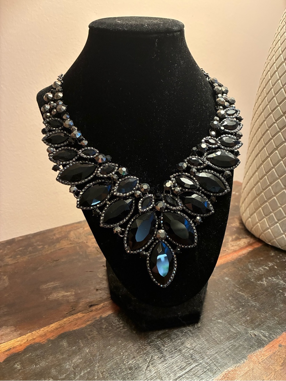 Statement Black Crystal Bib Necklace - Elegant Women’s Jewelry